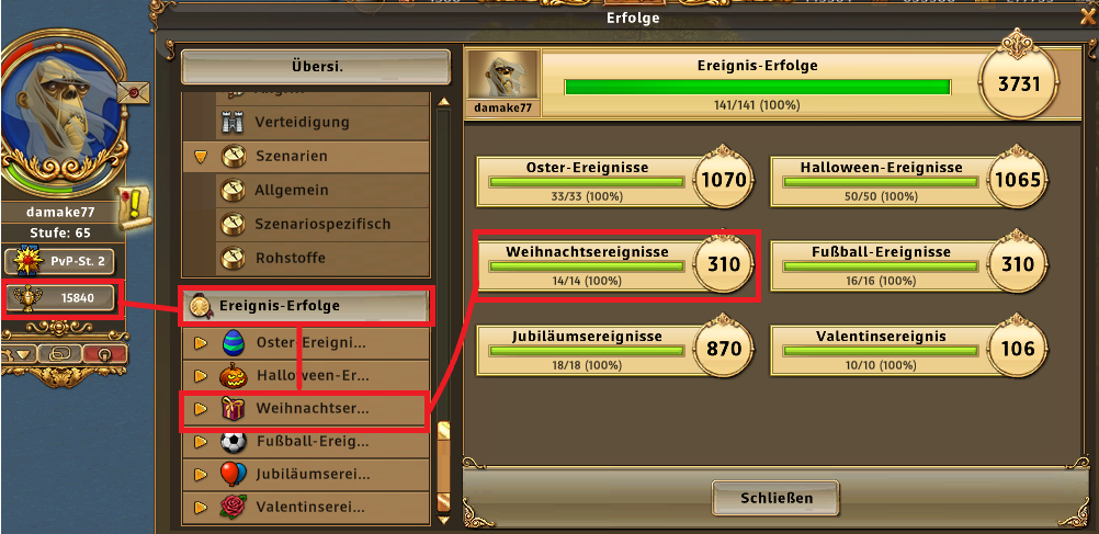 Ereignis Erfolge